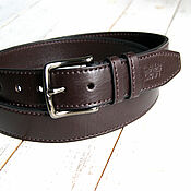 Leather belt with steel buckle