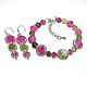 Set of bracelet and earrings stones crimson and green, Jewelry Sets, Moscow,  Фото №1