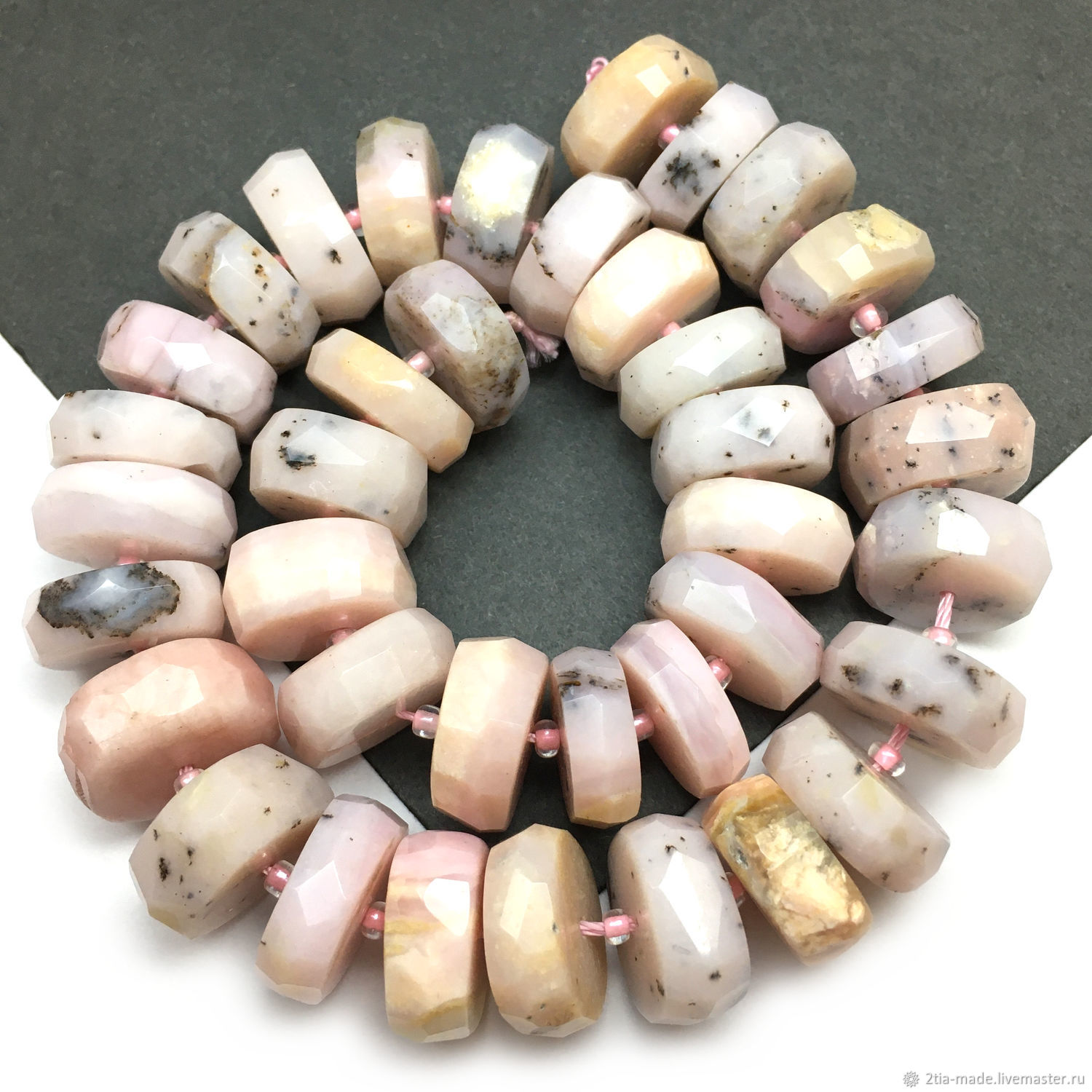 # Розовый опал 15 мм, граненые бусины купить в интернет-магазине ...