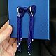 Earrings-brushes made of beads 'Blue', Tassel earrings, Kaliningrad,  Фото №1