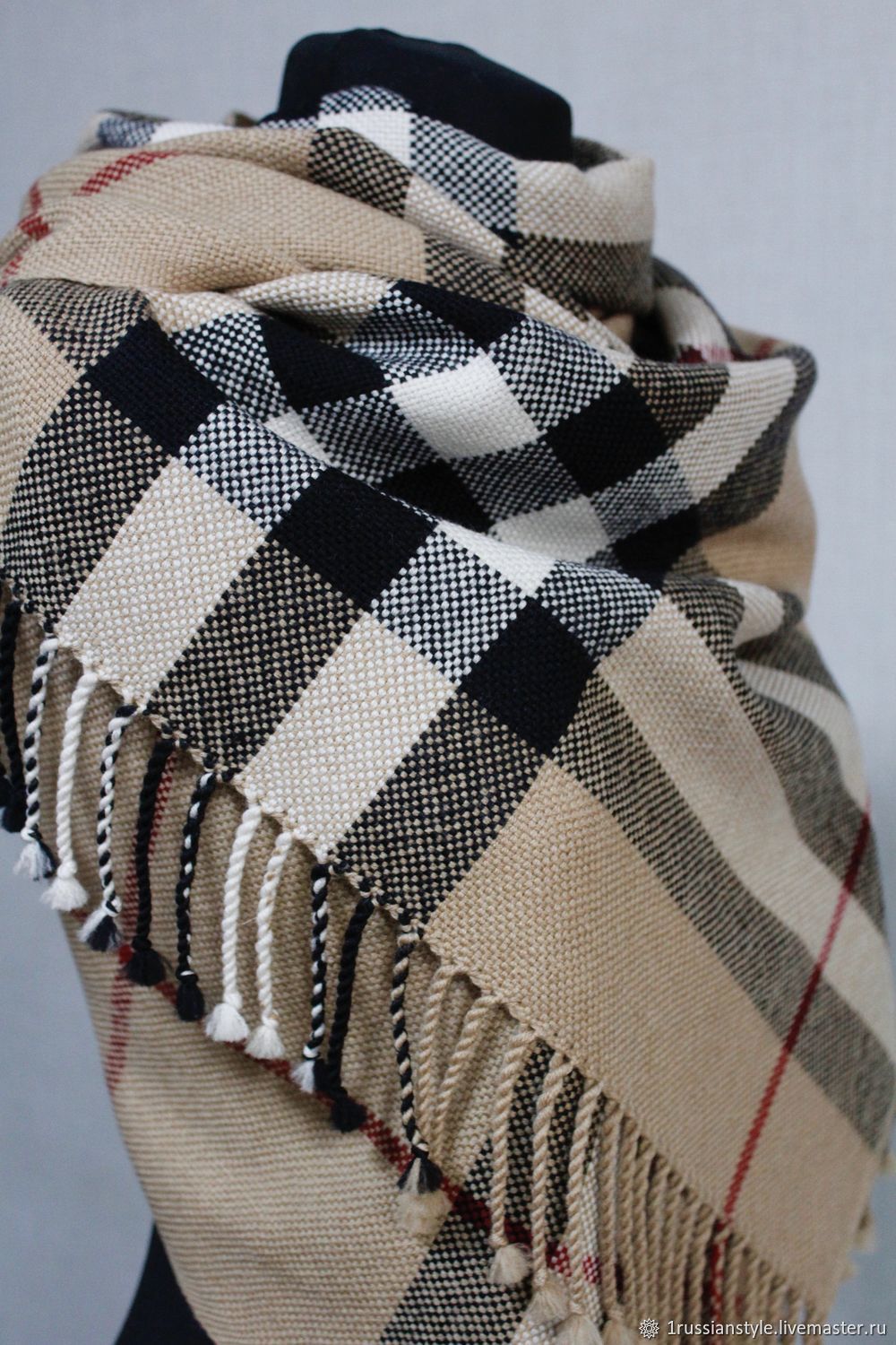 Woven square scarf. Hand weaving. Merino, Scarves, Aprelevka,  Фото №1