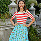 Order American Cotton Sea Midi Skirt, Blue Summer Skirt. mozaika-rus. Livemaster. . Skirts Фото №3