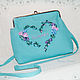 Turquoise denim handbag with embroidery ' Summer', Clasp Bag, St. Petersburg,  Фото №1