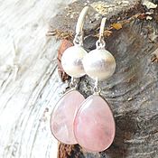 Украшения handmade. Livemaster - original item Earrings rose quartz silver, large earrings with pink quartz silver. Handmade.
