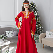 Русский стиль handmade. Livemaster - original item Dress in folk style with Rostislav embroidery