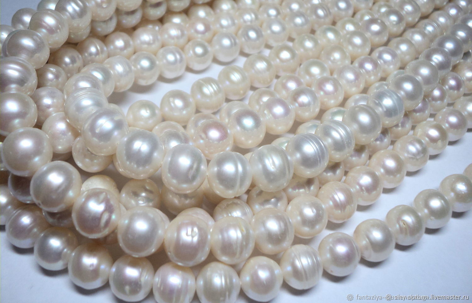 Жемчуг нить круглый белый бусины жемчуга купить в интернет-магазине ...