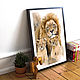 Watercolor painting lion and lion cubs (red beige gray). Pictures. Pastelena. My Livemaster. Фото №5