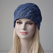Аксессуары handmade. Livemaster - original item Felted women`s hat.Warm Wool Felted Blue Beanie Hat. Handmade.