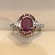 Серебряное кольцо с крупным природным рубином и цирконами. Кольца. OLVIKSOL JEWELRY STORE. Интернет-магазин Ярмарка Мастеров.  Фото №2