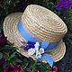 Канотье - Шляпа из соломы с букетиком полевых цветов, Шляпы, Москва,  Фото №1