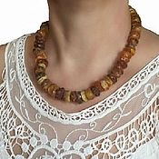 Работы для детей, handmade. Livemaster - original item Medicinal Amber beads made of untreated amber for the thyroid gland. Handmade.