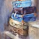 Pintura acuarela Maletas (azul, marrón, orden de la pintura), Pictures, Yuzhno-Uralsk,  Фото №1
