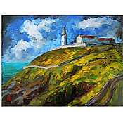 Картины и панно handmade. Livemaster - original item Oil painting lighthouse painting thunderstorm seascape sea oil. Handmade.