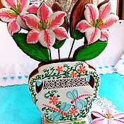 Сувениры и подарки handmade. Livemaster - original item The carrot ginger Vase with lilies. Handmade.