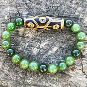 Фен-шуй и эзотерика handmade. Livemaster - original item Amulet bracelet with ji 9 turtle eyes and jade. Handmade.