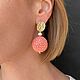 Серьги с жемчугом и оранжеавми подвесками. Серьги классические. Storm Jewellery. Ярмарка Мастеров.  Фото №4