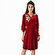 Stylish short t-shirt dress in Burgundy color with embroidery on back and chest. The belt is included.
