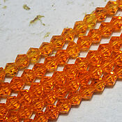 Материалы для творчества handmade. Livemaster - original item Biconuses 4 mm 45 pcs on a string Orange. Handmade.