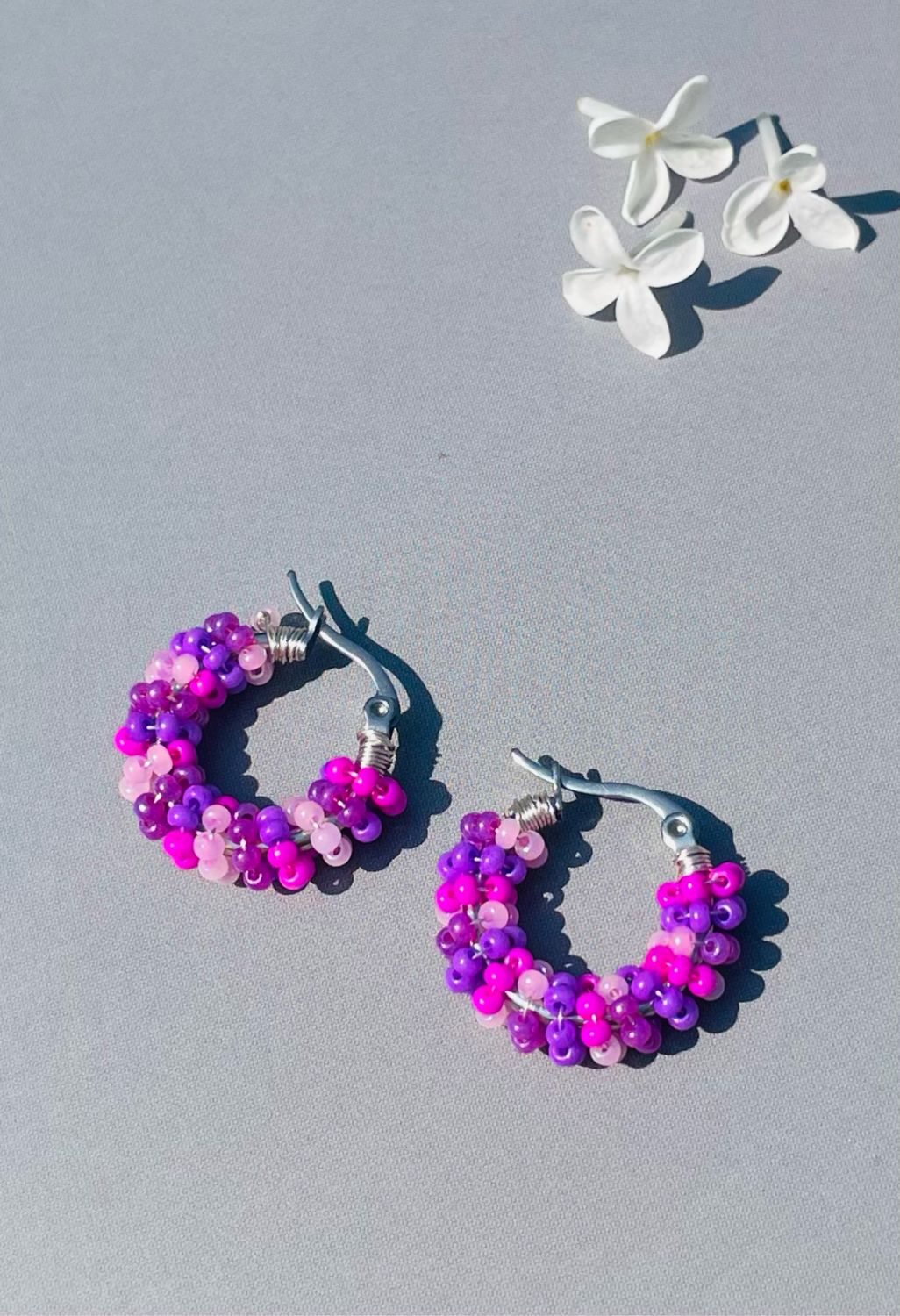 Серьги-кольца «Розовый фламинго» с бисером в интернет-магазине Ярмарка ...