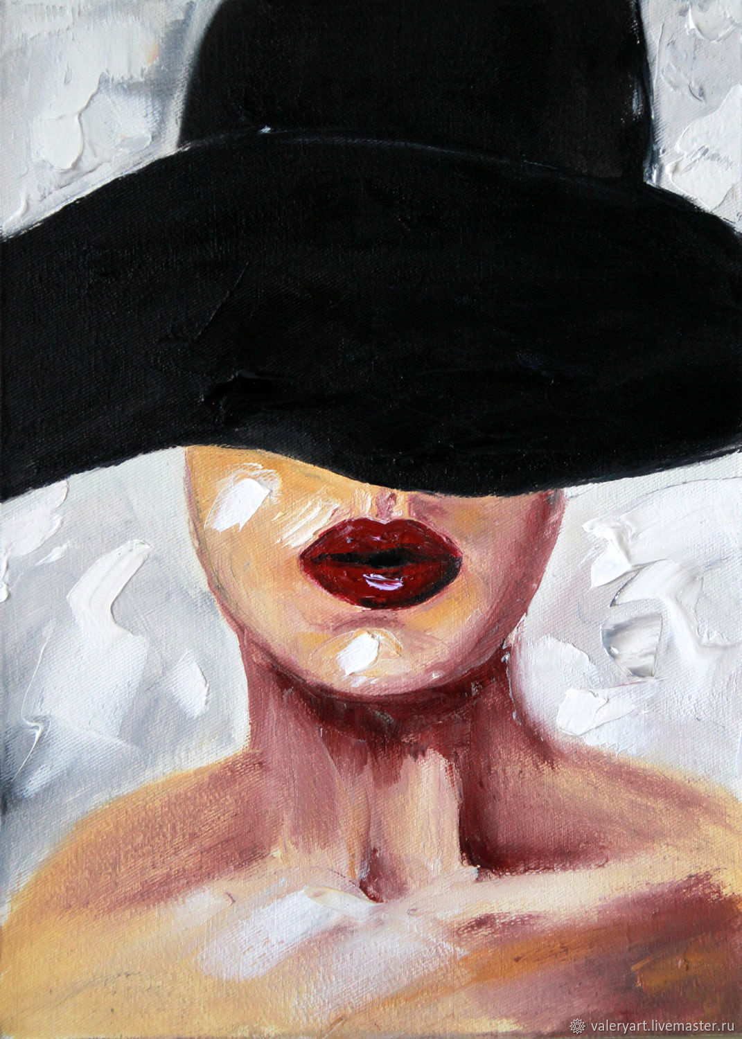 Картина Женщина в шляпе Красные губы Портрет женщины купить в  интернет-магазине Ярмарка Мастеров по цене 3575 ₽ – QP7O6RU | Картины,  Санкт-Петербург - доставка по России