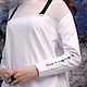 Женская футболка длинная,  белая асимметричная футболка с сеткой. Футболки. Лариса дизайнерская одежда и подарки (EnigmaStyle). Ярмарка Мастеров.  Фото №4