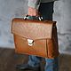 Men's business leather briefcase 'Stefan', Brief case, Yaroslavl,  Фото №1