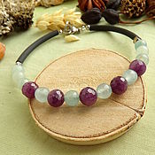 Украшения handmade. Livemaster - original item Bracelet with purple sapphire and blue calcite. Handmade.