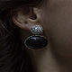 Earrings 'Current' silver, jet, cubic zirconia, Earrings, Krasnoyarsk,  Фото №1