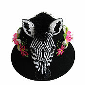 Аксессуары handmade. Livemaster - original item Hat Black Female Zebra Headdress. Handmade.