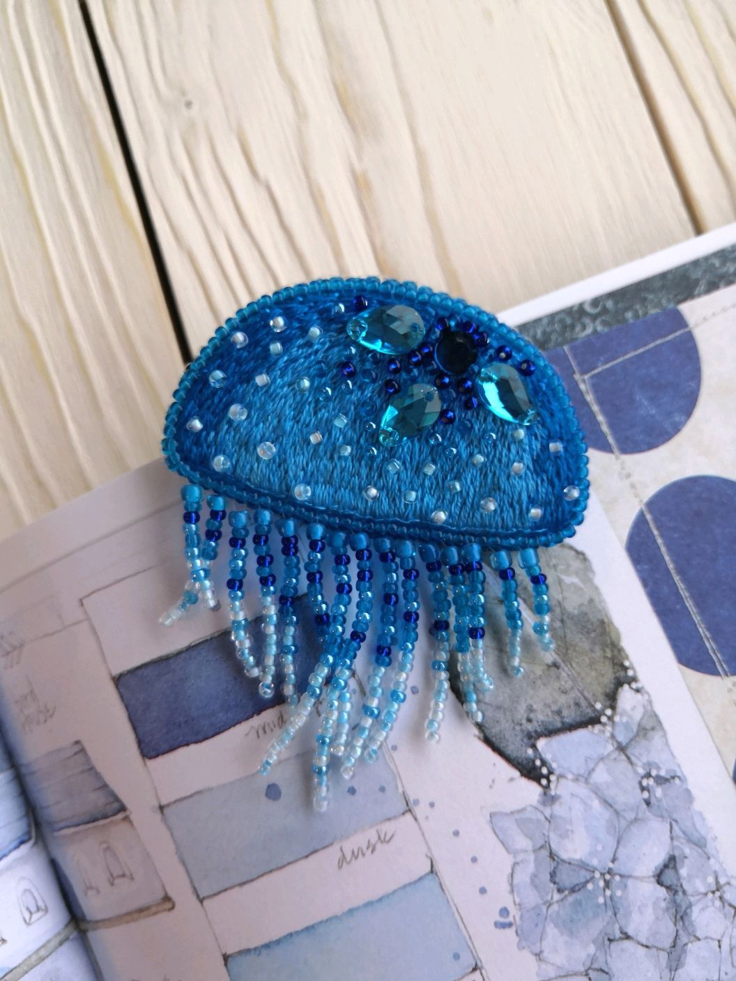Embroidered Jellyfish Brooch by ChiChicJewels