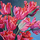 Painting 'Pink tulips' oil on canvas 60h60 cm, Pictures, Moscow,  Фото №1