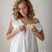 Одежда handmade. Livemaster - original item Nightgown made of cambric Symphonie white long. Handmade.