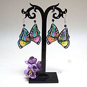 Украшения handmade. Livemaster - original item Transparent Earrings Butterfly Wings Rainbow Range For Choice. Handmade.