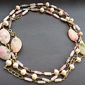 Necklace Bracelet PASTEL pink opal, pearls