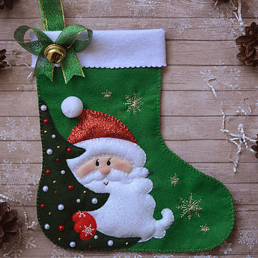 Новогодний носок – купить на Ярмарке Мастеров – 2X8RDRU | Новогодний