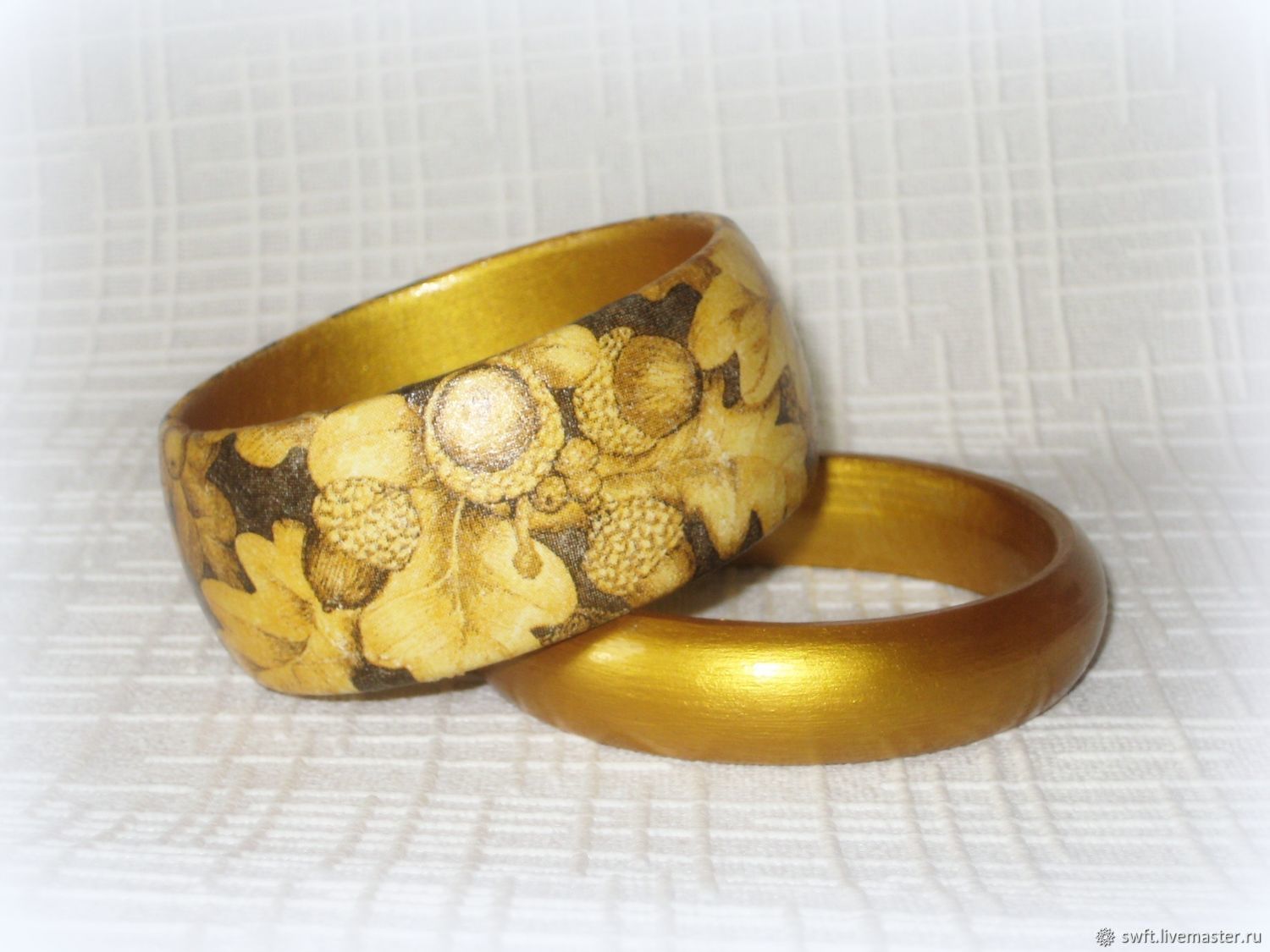Bracelets gold Oak leaves. Acorns tree decoupage gold leaf \u2013 купить на Ярмарке Мастеров \u2013 EPFJ7COM