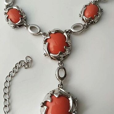 Украшения ручной работы. Ярмарка Мастеров - ручная работа Колье цепочка серебро 925 коралл. Handmade.