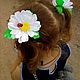 Elastic bands-kanzashi for hair made of satin and reps ribbons, Hairpins, Engels,  Фото №1