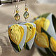 Earrings 'Yellow tulips' from polymer clay. Earrings. AleksPolymer. Online shopping on My Livemaster.  Фото №2