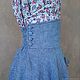 Swing skirt made of linen cornflower blue. Skirts. pugovkino delo (Pugovkino-delo). Online shopping on My Livemaster.  Фото №2