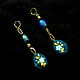 Long asymmetrical earrings with vintage pendants and lapis, Earrings, Georgievsk,  Фото №1