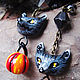 'Guardians of the twilight shadows', earrings with tops and pumpkins. Earrings. legendavincento. My Livemaster. Фото №5