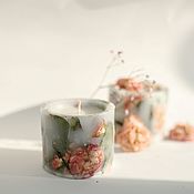 Сувениры и подарки handmade. Livemaster - original item Handmade floral wax candle with dried flowers. Handmade.