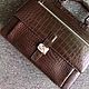 Men's briefcase, made of genuine crocodile leather, in brown, Men\'s bag, St. Petersburg,  Фото №1