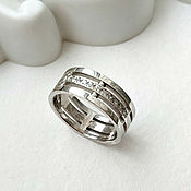 Свадебный салон handmade. Livemaster - original item Wedding ring with silver stones (Ob1). Handmade.