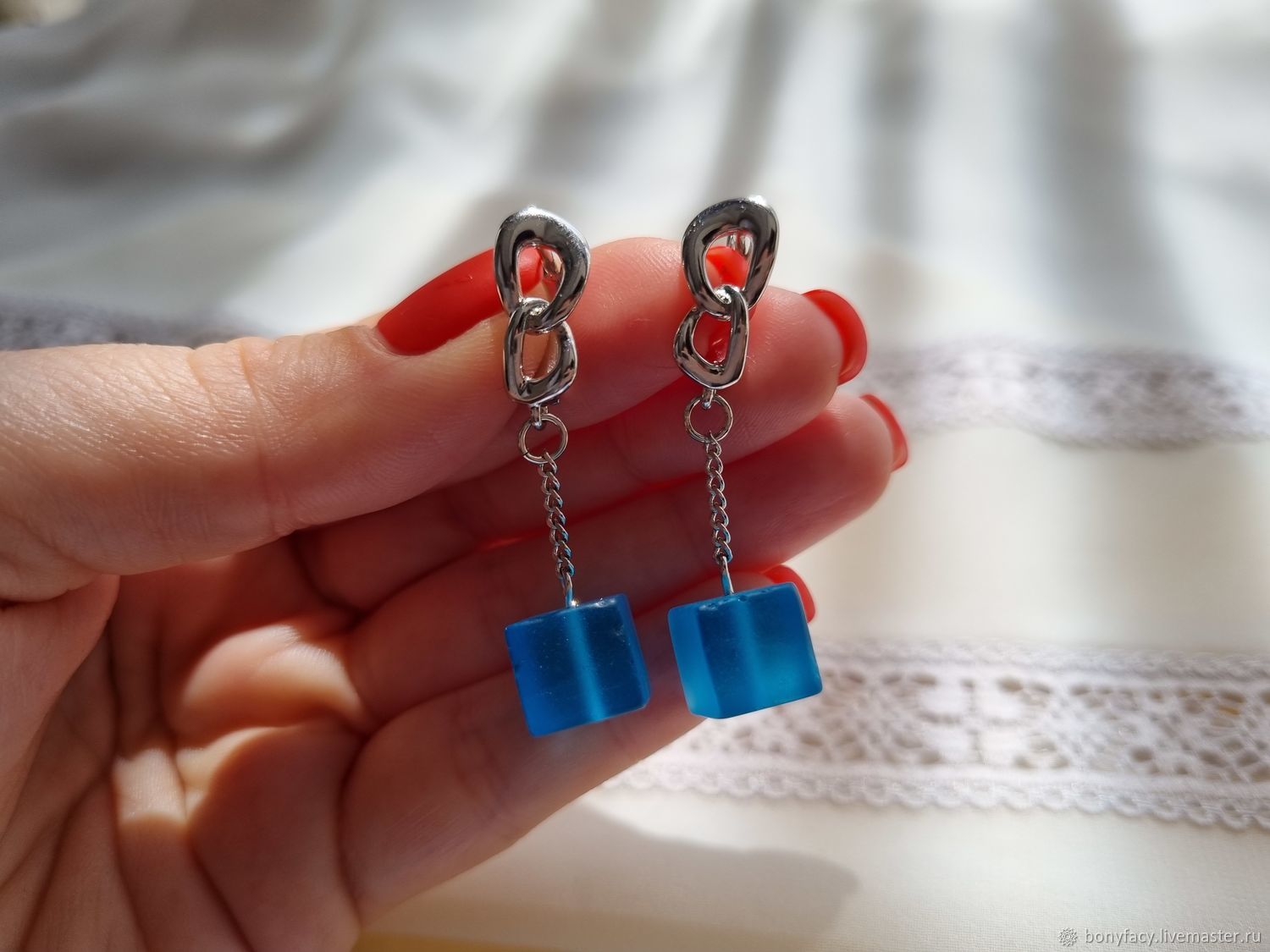 Серьги с аква кварцем «Sea breeze» купить в интернет-магазине Ярмарка ...