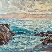 Картины и панно handmade. Livemaster - original item Oil painting At dawn Seascape painting on canvas as a gift. Handmade.