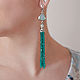 Earrings-brush of the jewelry glass sea green, Tassel earrings, Moscow,  Фото №1
