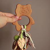 Куклы и игрушки handmade. Livemaster - original item Rattle, teething toy for baby eco-friendly juniper Kind bear. Handmade.