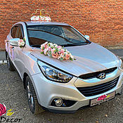 Свадебные украшения на машину в  цвете айвори-розовый  № 120а